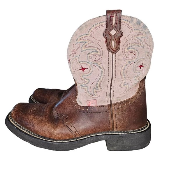 Justin Boots Shoes - Justin Boots Gypsy Womens Size 9M Western Cowgirl Cowboy L9963 Pink Brown